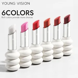 YOUNG VISION 6 colores lápiz labial hidratante con diseño de tubo espiral blanco.