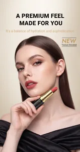Young Vision lápiz labial mate tubo negro terciopelo, maquillaje hidratante suave y duradero.