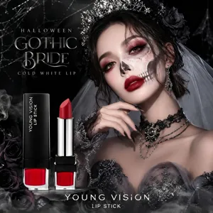 YOUNG VISION lápiz labial mate gótico de Halloween maquillaje de larga duración detalle