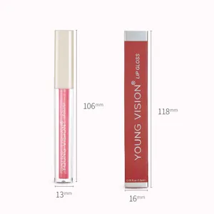 YOUNG VISION velvet lip gloss liquid lipstick with packaging box and dimensions display