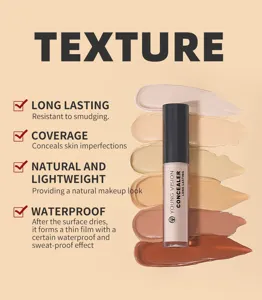 Υγρό concealer με 6 αποχρώσεις swatches, σύνθεση μακράς διαρκείας και αδιάβροχη.