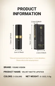 YOUNG VISION labial mate aterciopelado 5 colores hidratante maquillaje detalle.