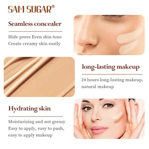 SAM SUGAR Base de Maquillaje Liquida Corrector 6 Colores Larga Duracion Impermeable