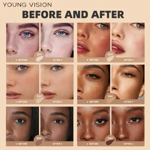 YOUNG VISION 6 Xρώματα Μαt Υγρό Concealer Προσώπου, Αδιάβροχη Παλέτα Μακιγιάζ Κόντουρ