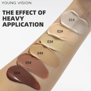 YOUNG VISION ματ υγρό concealer swatch στο βραχίονα με έξι αποχρώσεις από 01 έως 06 μακιγιάζ.