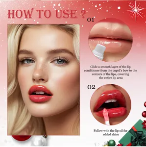 Lippenpflege-Set Detailansicht zeigt Anwendungsschritte für glatte Lippen mit Balsam und Gloss.