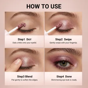 Liquid eyeshadow tutorial image showing sparkling metallic eye makeup steps for easy application.