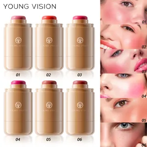 YOUNG VISION 6 colors pocket blush stick, matte creamy dual-use lip and cheek rouge makeup.