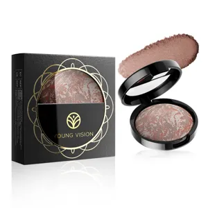 YOUNG VISION Baked Powder Foundation Marble Highlight Blush Compact Makeup Palette 1pc