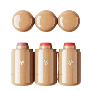 YOUNG VISION Cream Pocket Blush Stick Lip and Cheek Dual-Use Matte Smooth Makeup 3Pcs