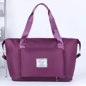 Large capacity travel duffel bag, waterproof fitness gym bag with dual handles and front pocket.