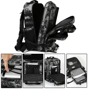 Sac à dos tactique imperméable d'extérieur 45L, sac de randonnée de voyage modulaire multifonction