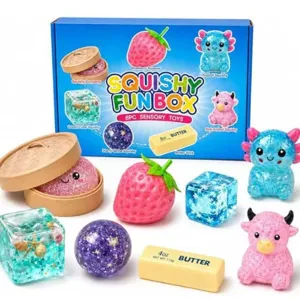 Set de 8 juguetes sensoriales squishy, caja de juguetes antiestrés lindos para niños.