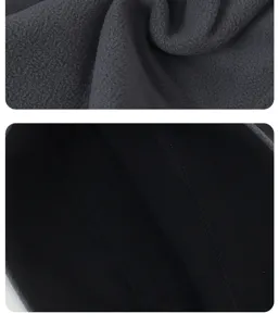 Thick polar fleece neck warmer detail view, winter windproof gear texture and seam showcase.