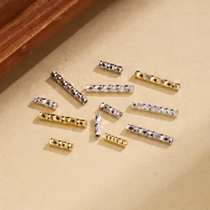 S925 sterling silver faceted straight tube DIY spacer beads for handmade jewelry