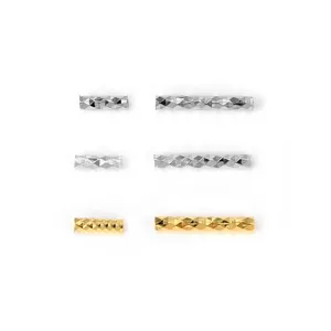 S925 Sterling Silver Faceted Straight Tube DIY Jewelry Spacer Beads for Necklace Bracelet