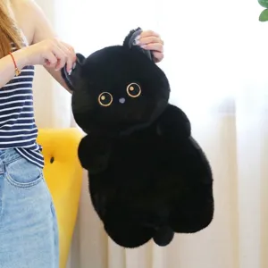 Mignon chat noir en peluche doux jouet en peluche oreiller cadeau parfait pour les filles.
