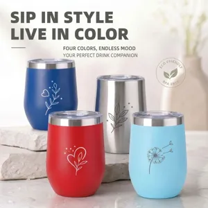 Bicchiere da vino isolato in acciaio inossidabile 12oz con coperchio, tazza da caffe 4 colori.