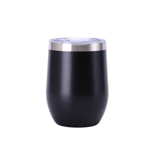 Bicchiere termico in acciaio inossidabile nero 12oz tazza uovo con coperchio per bevande