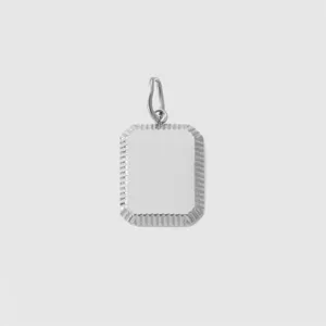 Silver stainless steel DIY blank dog tag pendant charm for custom engraving accessories.