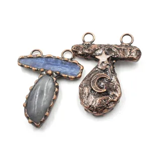 Vintage electroplated copper raw crystal pendants diy jewelry handmade accessories wholesale