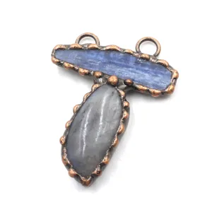 Handcrafted raw crystal vintage pendant with copper wrap, ideal for DIY jewelry accessories.