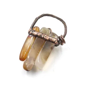 Raw crystal wire wrapped vintage pendant retro necklace handmade gemstone jewelry accessory