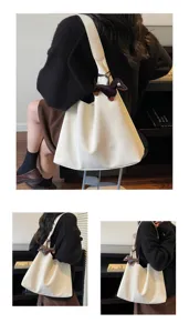 Gedetailleerd overzicht van de elegante minimalistische schoudertas met schattige teckel.