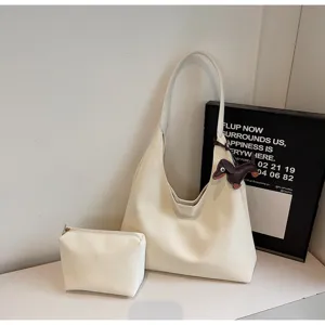Minimalistische grote capaciteit hobo schoudertas set met tasje voor dames dagelijks.