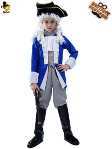Kids colonial general costume boys historical pirate role play outfit for Halloween party