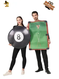 Costume de Table de Billard Et Boule Huit Drôle pour Adultes Tenue de Cosplay d'Halloween en Polyester pour Fête