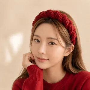 Bandeau Tricoté Chaud d'Hiver pour Femmes Rétro Ttorsadé Cerceau de Cheveux Mignon Accessoires