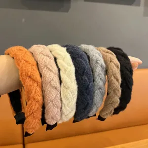 Femme bandeau tricoté en laine épaisse style tressé pour automne hiver accessoires