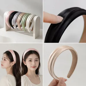 Wide headband detailed view showing premium fabric texture, high crown design, elegant hair accessory.