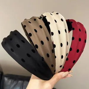 Detailed view of French retro polka dot hair hoops in four colors for daily versatile wear.