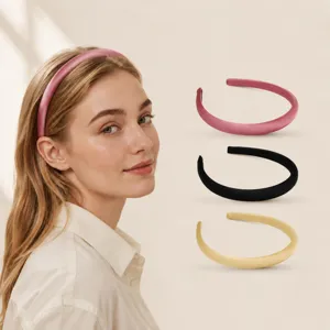Minimalist Satin Headband For Women Solid Color High Crown Hair Hoop