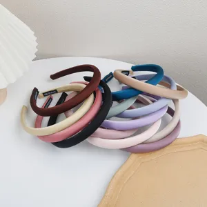 French elegant satin thin headband women solid color hair hoop fashion daily accessories