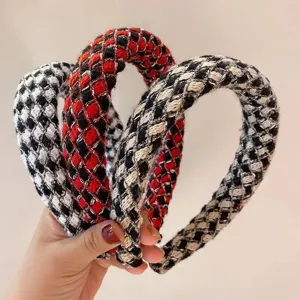 Autumn winter houndstooth woven headband women fashion retro hair hoop hair accessory