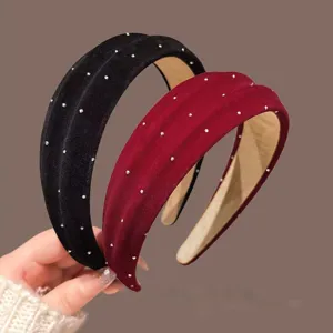 Velvet starry headband for women, stylish high skull top hair accessory, autumn winter chic.