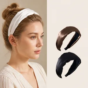 Korean Style Wide Satin Headband Solid Color High Crown Hair Hoop Fashion Hair Accessories For Women