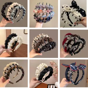 Women Fashion Satin Polka Dot Headband Anti Slip High Crown Hair Hoop Simple All Match Hair Accessories