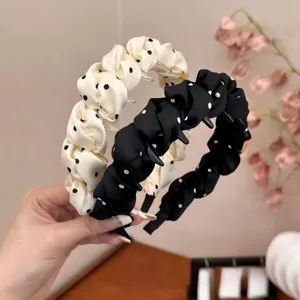 Polka dot fabric toothed hair hoop women non slip cute sweet hair accessory headband stylish