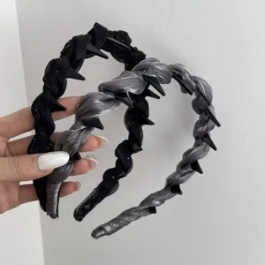 Fashion braided spiked hair band set with non-slip tooth comb design for daily wear and styling.