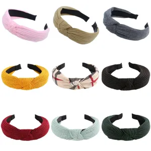 Classic knotted headbands set, Korean style wide fabric hair hoops for women and daily wear.