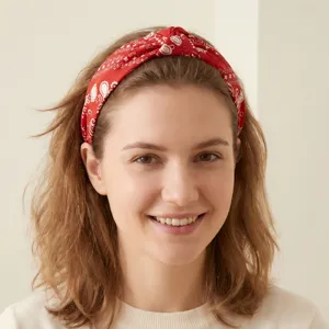 Rotes Paisley geknotetes Stirnband für Damen, Vintage Barock Stoff Haarreif Alltag.