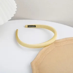 Elegant yellow satin thin headband for women daily casual hair accessories fashion styling.
