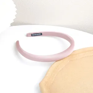 Pink satin padded headband for women, elegant daily hair accessories and fashion face washing hair band.