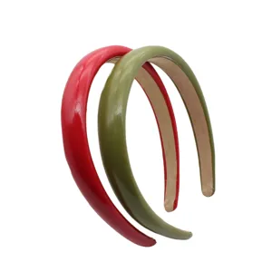 PU Faux Leather Wide Solid Color Headbands Set Two Colors Women Fashion Hair Hoops Style