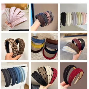 Wide Headband For Women High Crown Satin Leather Fabric Hair Band Fashion Elegant Hair Accessories Head Piece