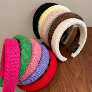 Serre-tête large en tricot rétro pour femmes accessoire de cheveux tressé style français